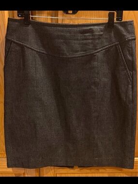 Banana Republic Pencil Skirt Stretch Charcoal Gray Herringbone Back Zip Size 12